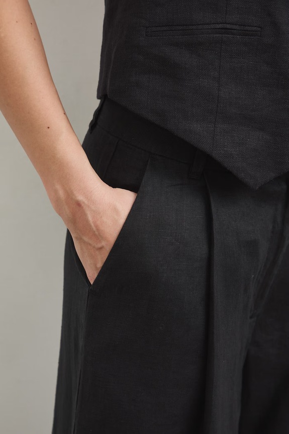 Medicine Παντελόνι wide leg Γυναικείο λινό μαύρο RS26-SPD700