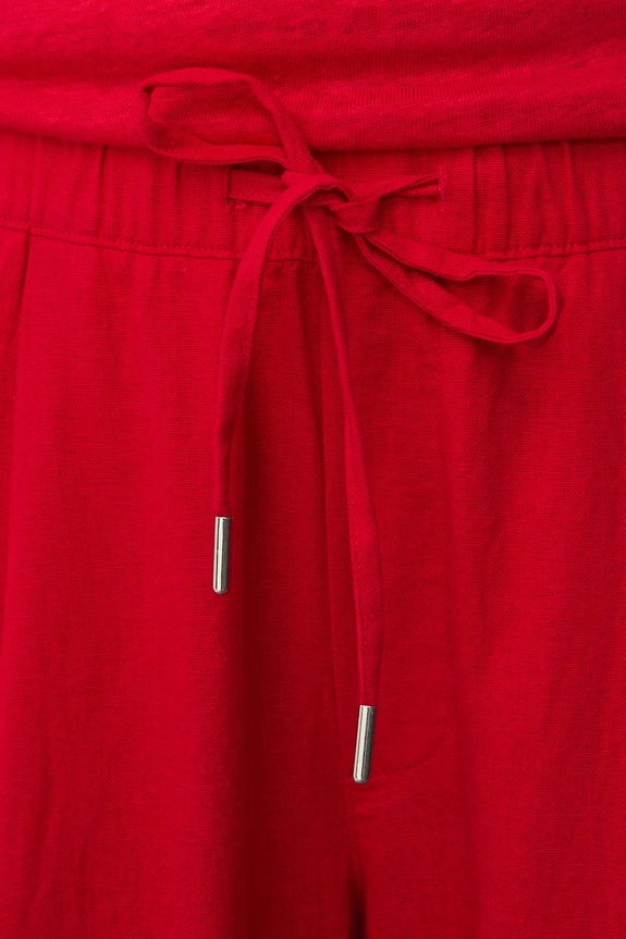 Spodnie chinos damskie z lnem czerwony RS26-SPD702