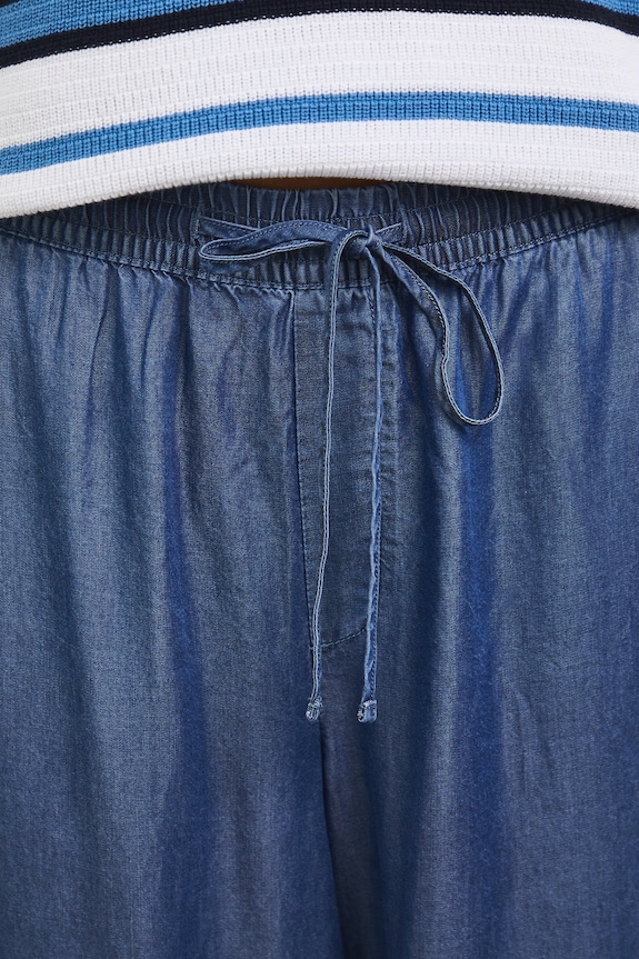 Spodnie culottes damskie z lyocellu granatowy RS26-SPD804