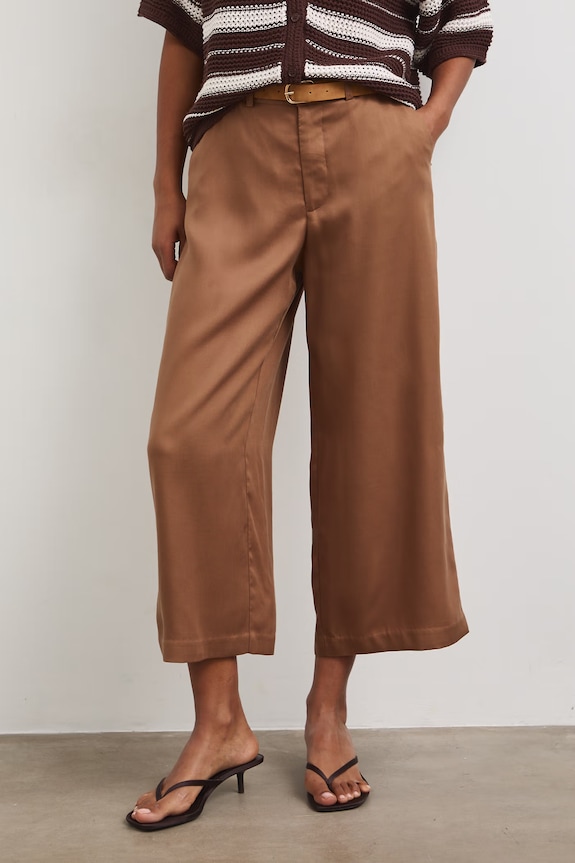 Spodnie culottes damskie z lyocellu żółty RS26-SPD805