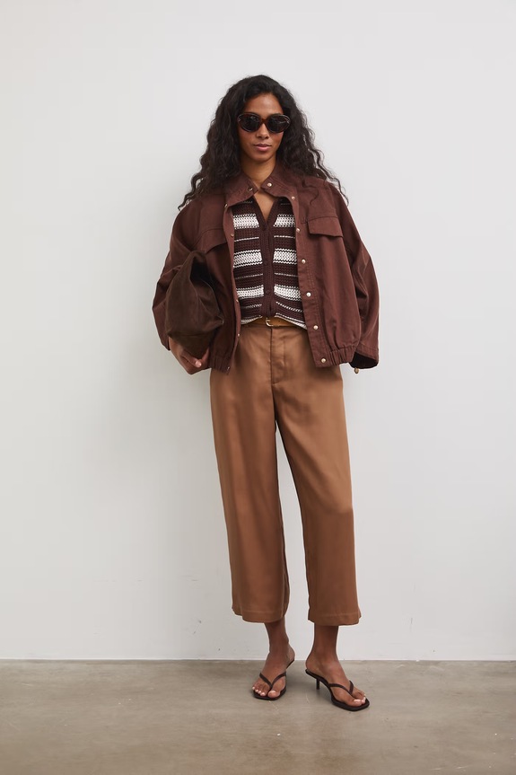 Spodnie culottes damskie z lyocellu RS26-SPD805 żółty RS26