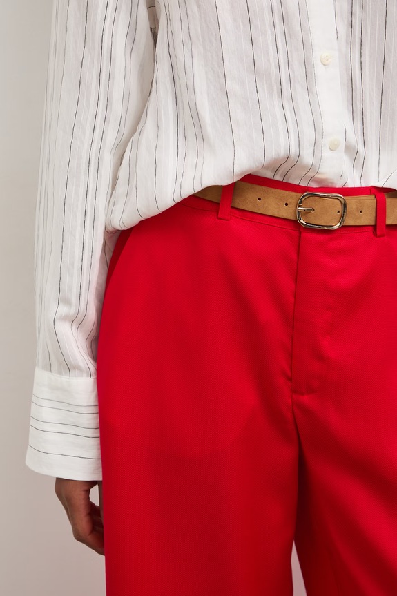 Spodnie culottes damskie z lyocellu czerwony RS26-SPD805