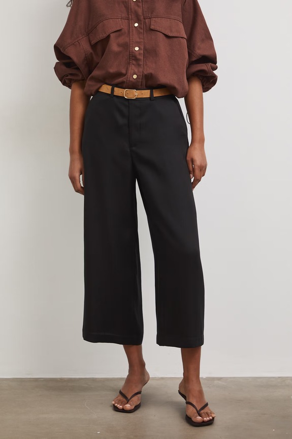 Spodnie culottes damskie z lyocellu RS26-SPD805 czarny RS26