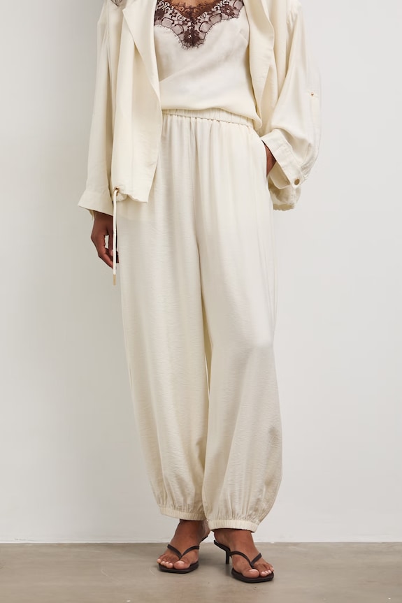 Medicine pantaloni slouchy pentru femei, cu vâscoză RS26-SPD908 bej RS26