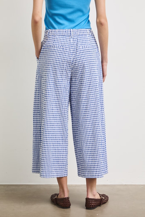 Oblečení Kalhoty culottes dámské s viskózou kostkované RS26-SPDA00 modrá