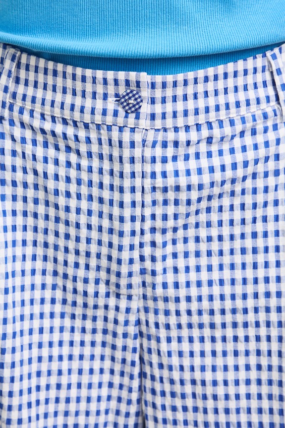 Kalhoty culottes dámské s viskózou kostkované modrá RS26-SPDA00