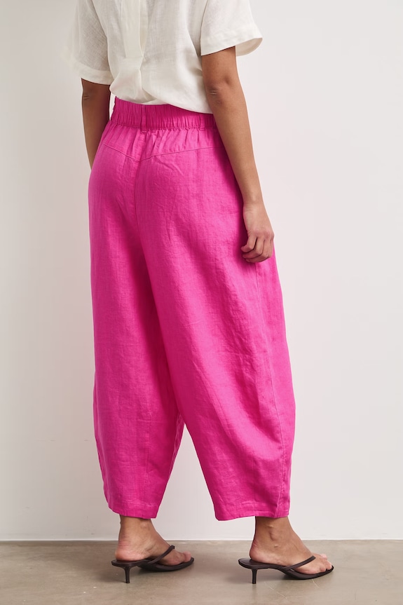 Odzież Spodnie slouchy damskie lniane RS26-SPDB00 różowy