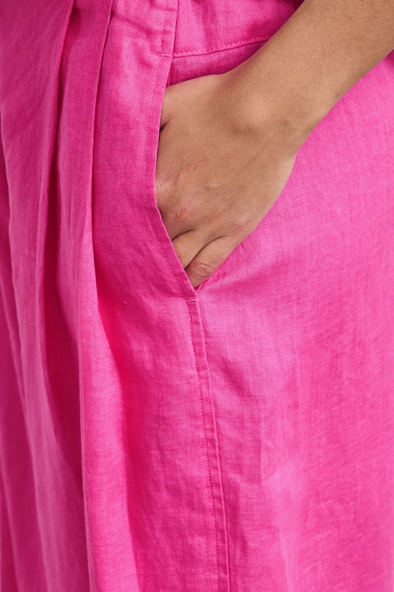 Spodnie slouchy damskie lniane różowy RS26-SPDB00