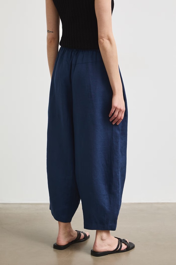 Odzież Spodnie slouchy damskie lniane RS26-SPDB00 granatowy