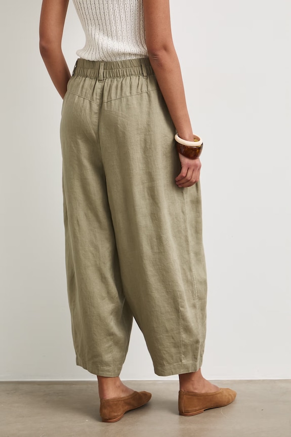 Odzież Spodnie slouchy damskie lniane RS26-SPDB00 zielony