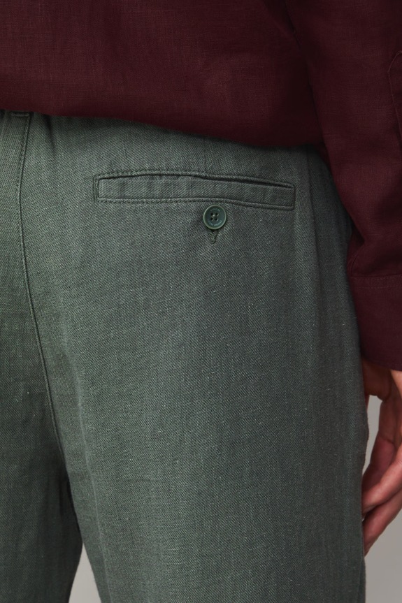Spodnie chinos męskie z lnem zielony RS26-SPM073