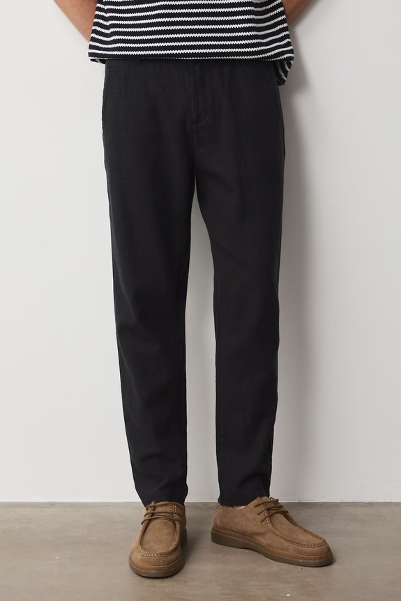 Spodnie chinos męskie z lnem RS26-SPM073 czarny RS26
