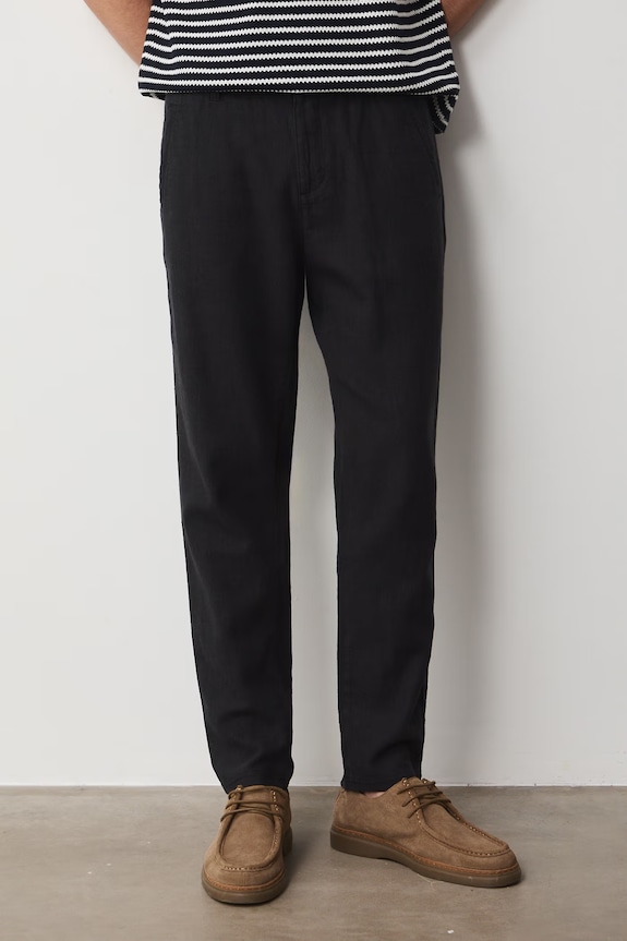 Spodnie chinos męskie z lnem RS26-SPM073 czarny RS26