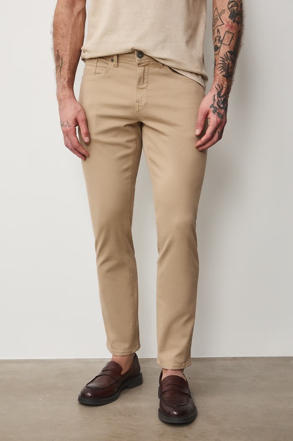 Medicine spodnie slim fit męskie bawełniane z elastanem RS26-SPM403 beżowy RS26