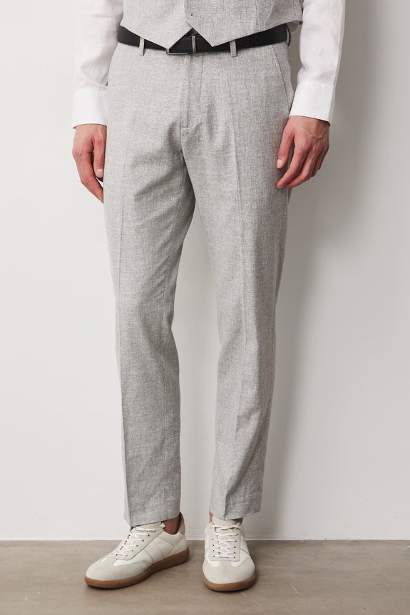 Spodnie chinos męskie z domieszką lnu RS26-SPM720 beżowy RS26