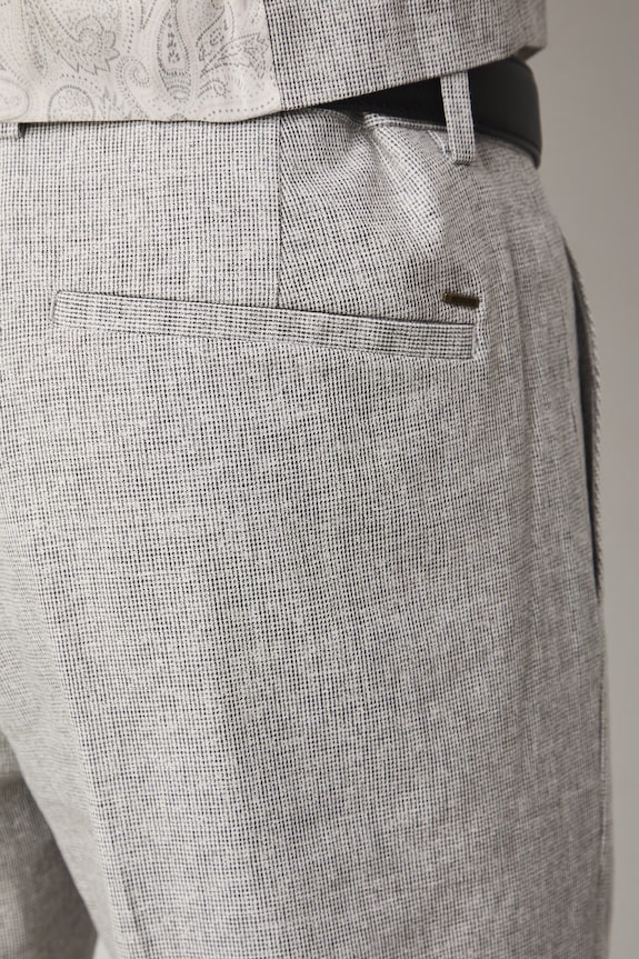 Spodnie chinos męskie z domieszką lnu beżowy RS26-SPM720