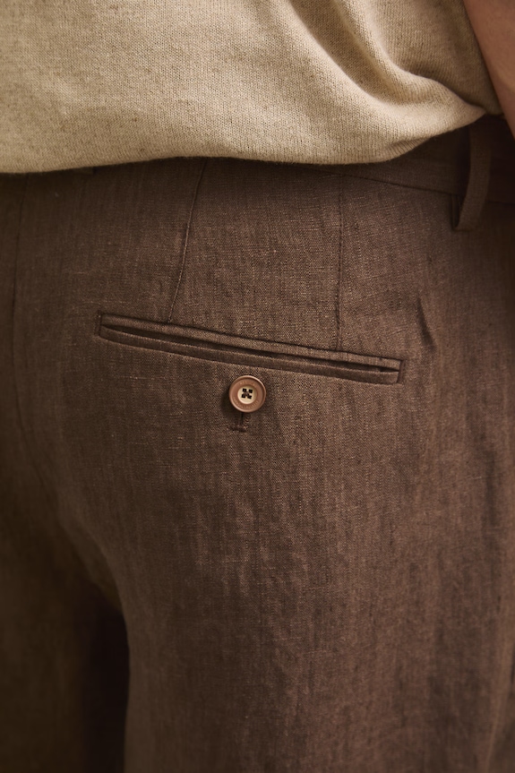 Medicine chino kalhoty pánské lněné hnědá RS26-SPM901