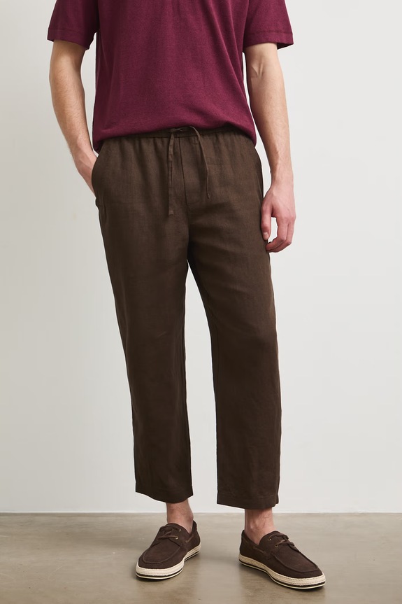 Medicine chino kalhoty pánské lněné RS26-SPM905 hnědá RS26