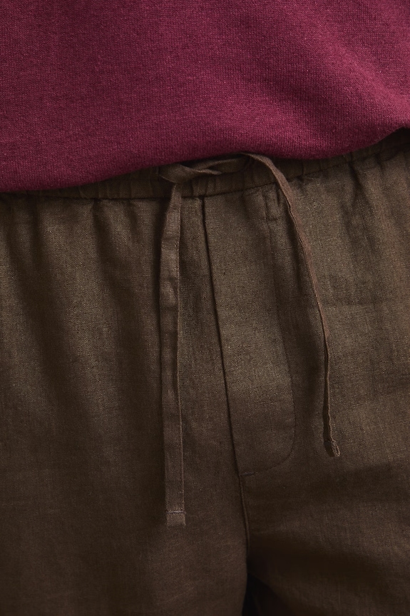 Medicine chino kalhoty pánské lněné hnědá RS26-SPM905