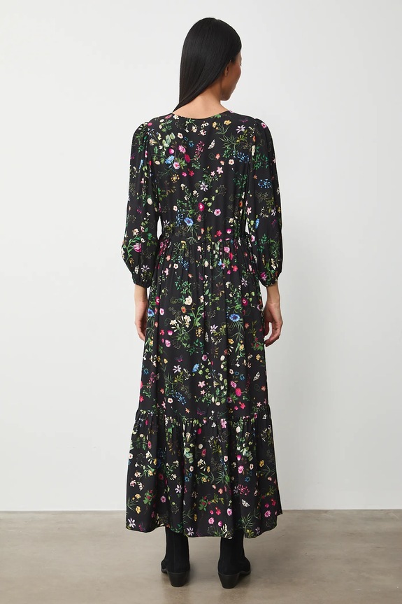 Odzież Sukienka damska maxi z wiskozy wzorzysta RS26-SUD032 czarny