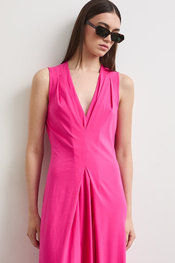 Medicine rochie evazată din bumbac cu elastan roz RS26-SUD090