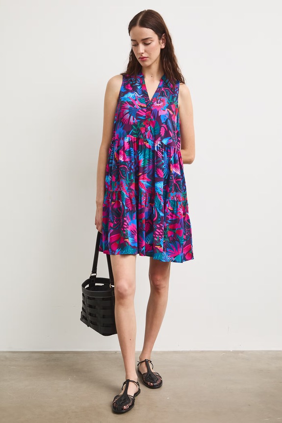 Sukienka rozkloszowana z wiskozy RS26-SUD093 multicolor RS26