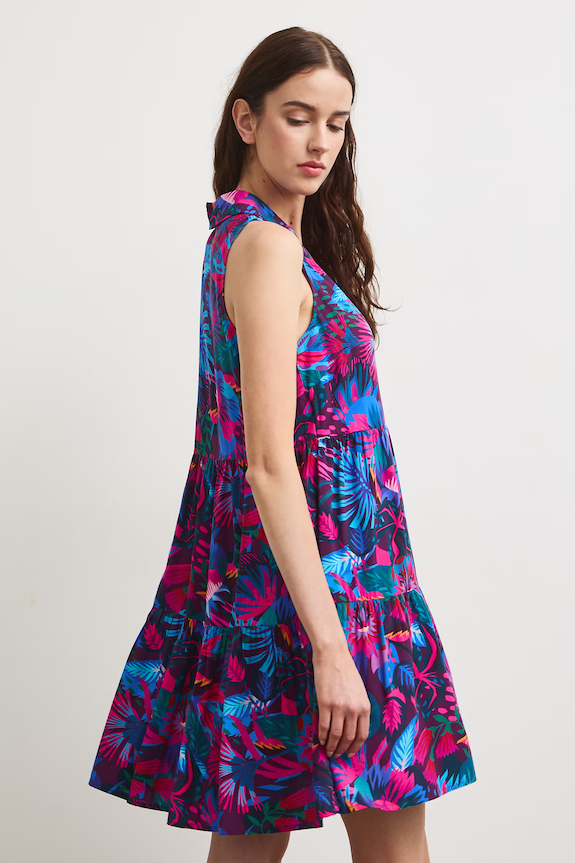 Odzież Sukienka rozkloszowana z wiskozy RS26-SUD093 multicolor