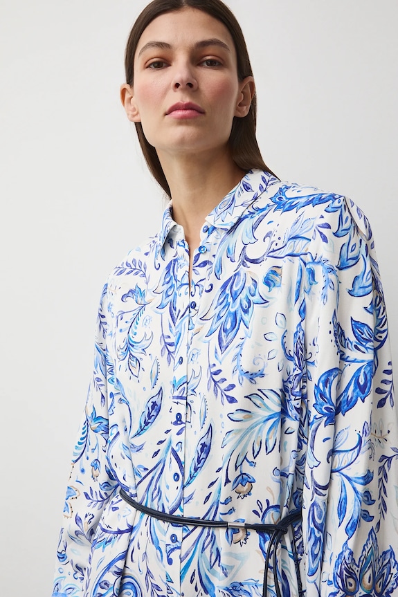 Šaty mini z viskózy vzorovaná biela RS26-SUD302