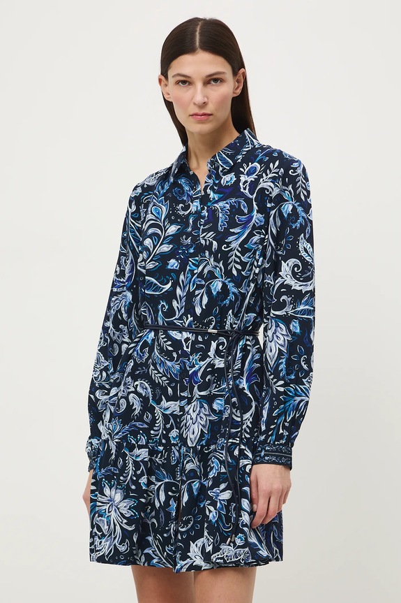 Šaty mini, z viskózy, se vzorem RS26-SUD302 námořnická modř RS26