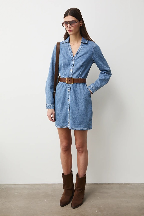 Sukienka jeansowa damska mini RS26-SUD308 niebieski RS26