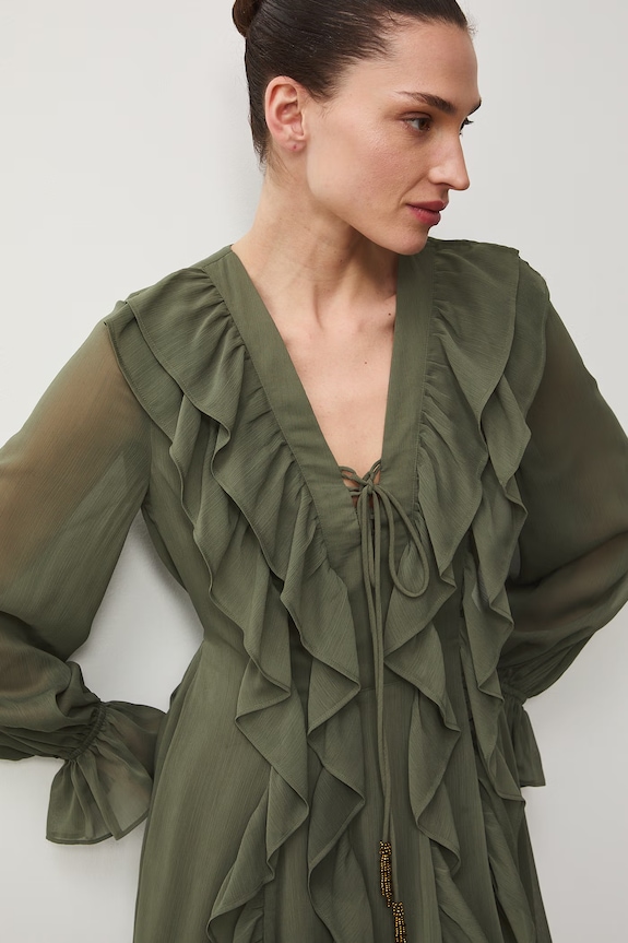 Sukienka z falbankami zielony RS26-SUD501