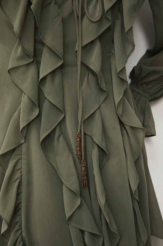 Sukienka z falbankami RS26-SUD501 zielony