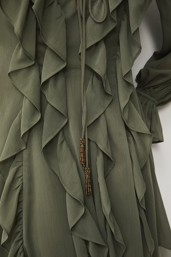 Sukienka z falbankami RS26-SUD501 zielony