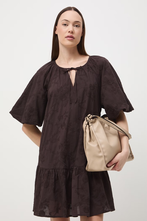 Medicine rochie oversized din bumbac maro RS26-SUD602