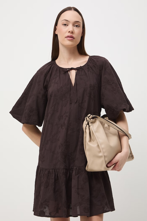 Medicine rochie oversized din bumbac maro RS26-SUD602