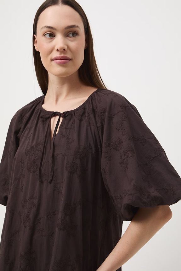Medicine rochie oversized din bumbac maro RS26-SUD602