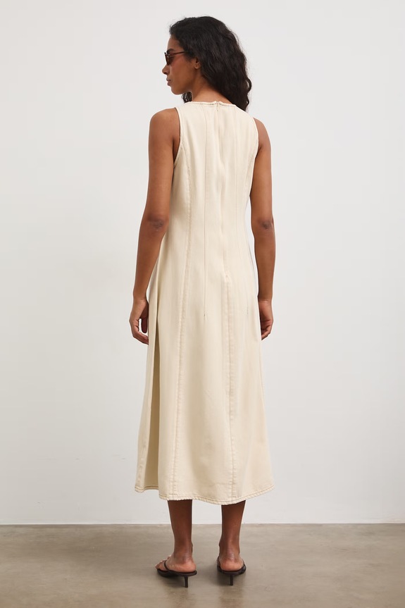 Sukienka rozkloszowana jeansowa RS26-SUD806 beżowy RS26