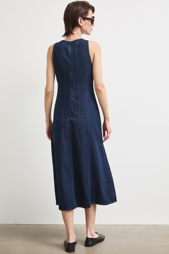 Odzież Sukienka rozkloszowana jeansowa RS26-SUD806 granatowy