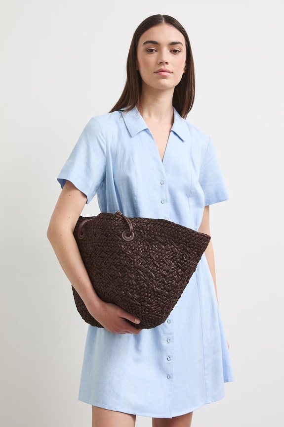 Sukienka letnia z lnem RS26-SUD903 niebieski RS26