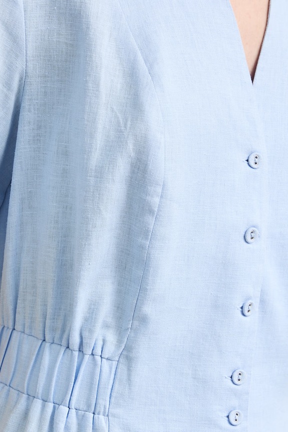 Sukienka letnia z lnem RS26-SUD903 niebieski