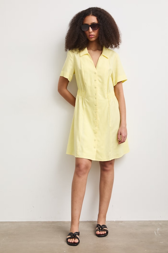Sukienka letnia z lnem RS26-SUD903 żółty RS26