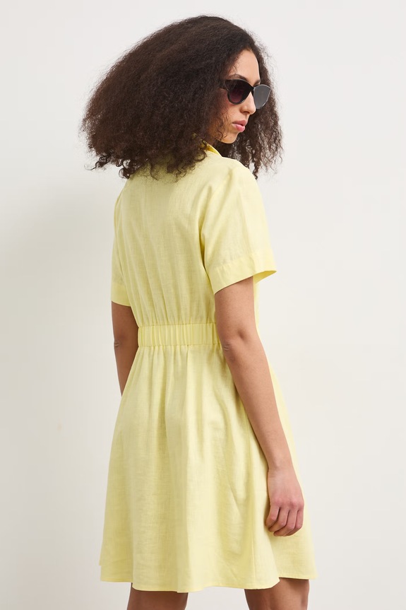 Odzież Sukienka letnia z lnem RS26-SUD903 żółty