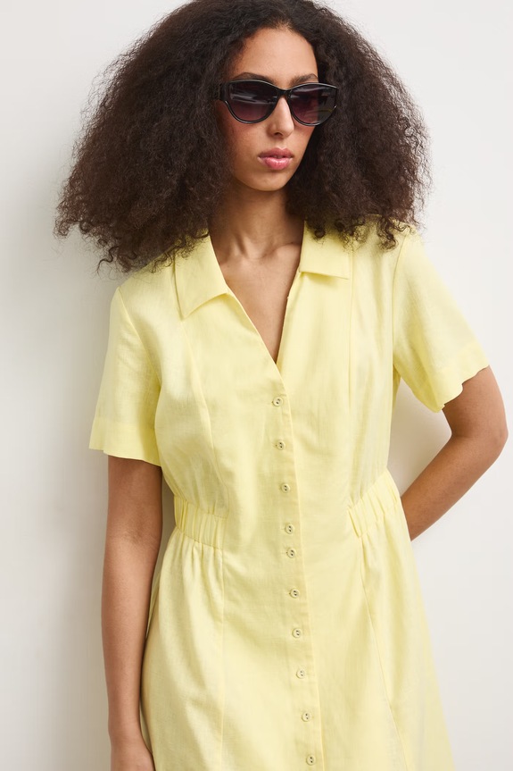 Sukienka letnia z lnem żółty RS26-SUD903