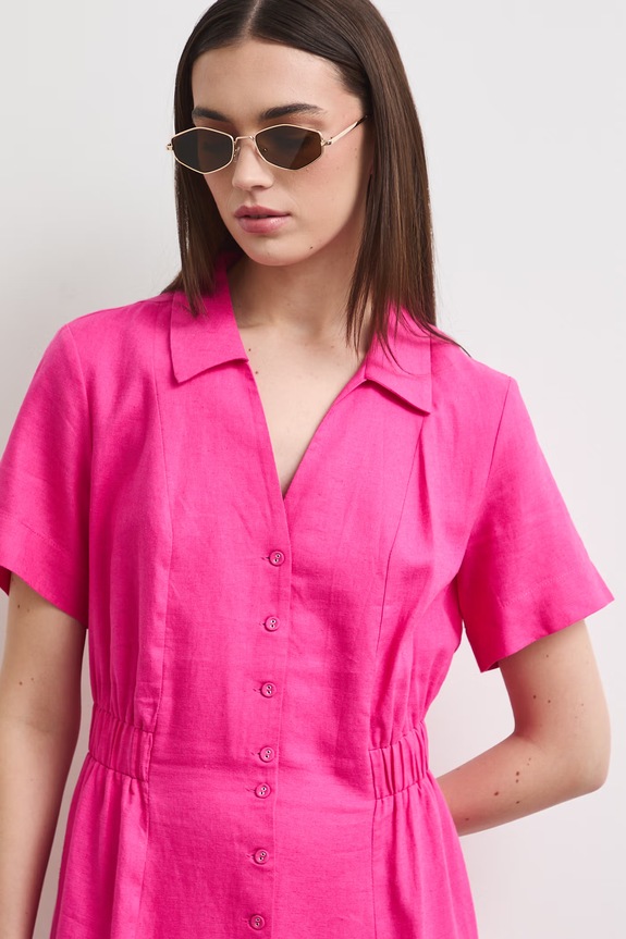 Sukienka letnia z lnem różowy RS26-SUD903