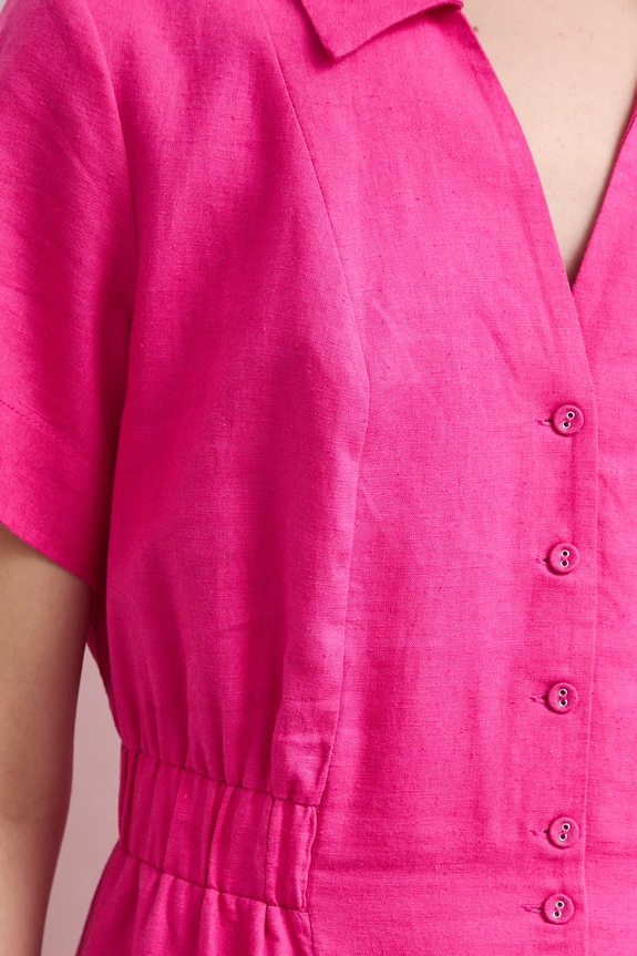 Sukienka letnia z lnem RS26-SUD903 różowy