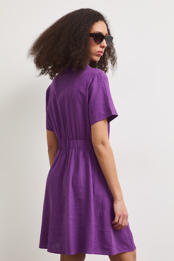 Odzież Sukienka letnia z lnem RS26-SUD903 fioletowy