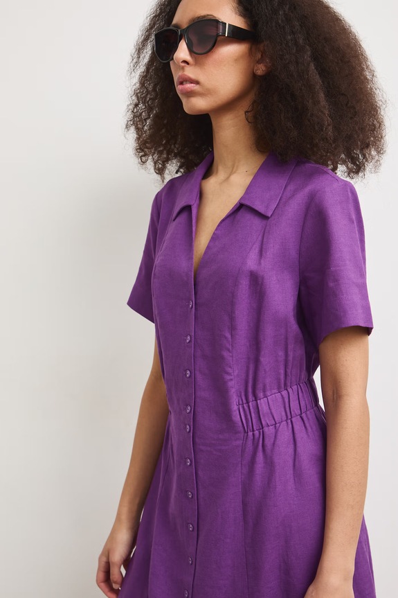 Sukienka letnia z lnem fioletowy RS26-SUD903