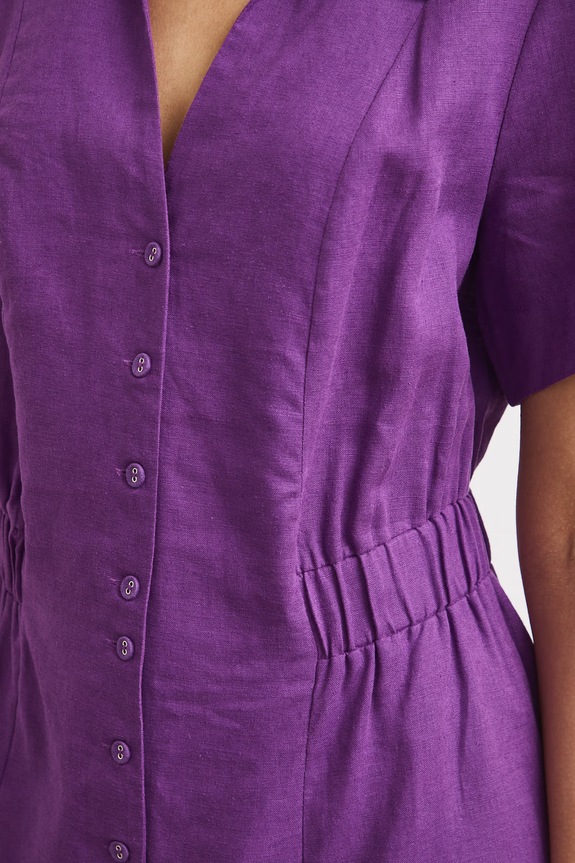 Sukienka letnia z lnem RS26-SUD903 fioletowy