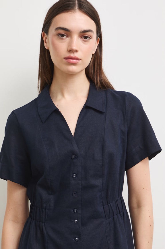 Sukienka letnia z lnem granatowy RS26-SUD903