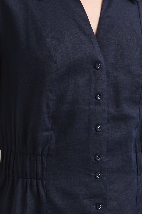 Sukienka letnia z lnem RS26-SUD903 granatowy